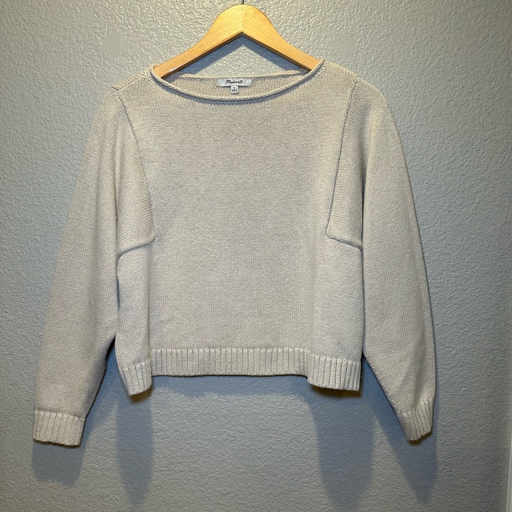 Madewell Women's Cream Knitted Cropped Sweater in Size Small